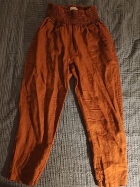 Emme Mama Transitional Rust Orange Elastic-Waist Casual Pants